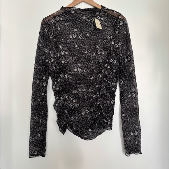 Free People French Kiss Layering Top in black floral lace - Picture 1 of 5